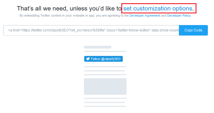 Twitter Follow Button Custimization