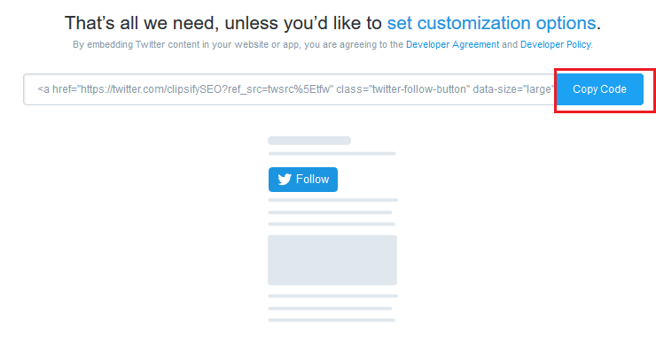 Twitter Follow Button code